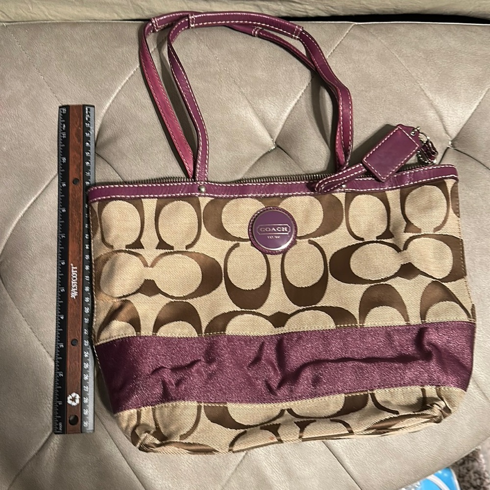 Purple coach tote small